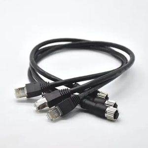 M12 X Code 8 Pin Ethernet Connector <b>Cable</b> to <b>RJ45</b> Plug IP67 Waterproof Industrial Network Connector - Product Image 2