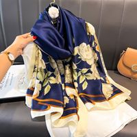 Nouveaux Styles Mode Foulards et Châles en Imitation Soie de Haute Qualité Luxe à Imprimé Cheval Orange, Écharpe de Tête en Soie Polyester Designer pour Femme