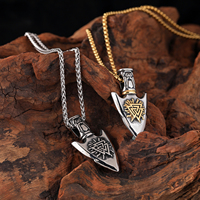 Collier Viking nordique pour hommes, pendentif en acier inoxydable, Odin Valknut Rune, bijoux