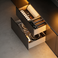 Boîte de rangement de cuisine multifonctionnelle réglable à 3 côtés, grande capacité, solution de rangement pour armoire, durable