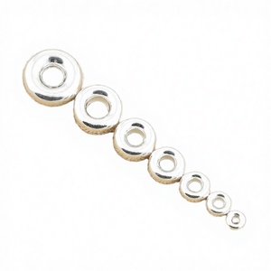 Cuentas Sueltas Redondas y Planas de Plata de Ley 925 de 10 mm con Forma de Rueda para Hacer Aretes, Collares y Pulseras, Accesorios de Joyería - Product Image 4
