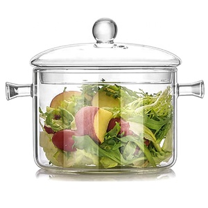 Olla de vidrio resistente al calor con tapas, juegos de utensilios de cocina - Product Image 1