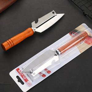 Couteau éplucheur multifonction en acier inoxydable avec manche en bois pour pomme, ananas, canne à sucre, taro – Lavage à la main uniquement - Product Image 2