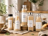 Échantillon gratuit 150ml/250ml/280ml/350ml/400ml/500ml Bouteille en verre carrée transparente pour jus de fruits avec bouchon à vis hermétique