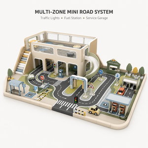 Ciudad de Juego de Roles de Tráfico Vial Personalizada con Mini Carreteras, Semáforos, Gasolinera y Taller de Servicio para Niños, Cafeterías y Centros Comerciales - Product Image 3