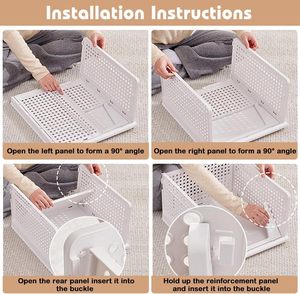 Plastic Closet Organizer Laundry <strong>Basket</strong> Stackable 5 Pack Folding Closet Organizers Box Storage Bins Drawer <strong>Wardrobe</strong> <strong>Basket</strong> - Product Image 6