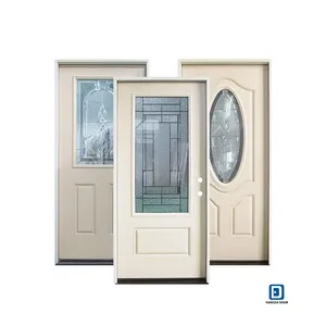 Mahonie Enkele Ingang Deur Boog Lite 3 Panel Glasvezel Deur