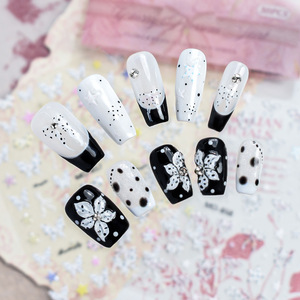 Nuevas pegatinas para <span class=keywords><strong>uñas</strong></span> con diseño de lunares y lazos, estilo coreano, bonitas pegatinas 5D para <span class=keywords><strong>uñas</strong></span>, calcomanías de lirios y estrellas, ultrafinas y sin costuras - Product Image 4