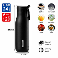 Bouteille d'eau thermique isolée de sport de 18 oz en acier inoxydable avec couvercle en paille Bouteille d'eau chaude à double vide