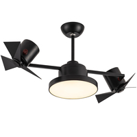 Ventilateur de plafond LED à double pale rotative à 360 degrés, lames en PMMA naturelles de haute qualité, fabrication artisanale, avec télécommande