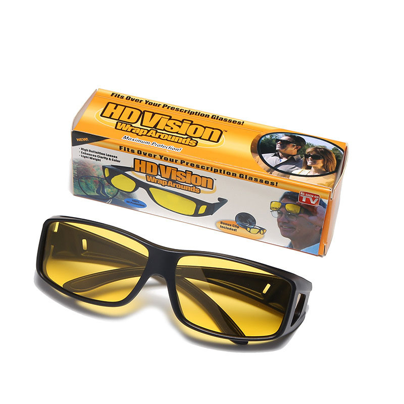 HD Vision Wrap Around Yellow Lens Sunglasses – High-Definition Night Driving & Outdoor Vision Enhancement Protective Eyewear