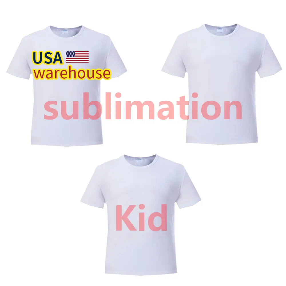 Camiseta de poliéster 100% para niños, ropa blanca para niños pequeños, sublimación