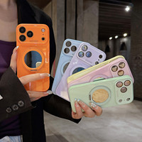 Coque de téléphone magnétique en PC avec support rotatif à 360 degrés et miroir de maquillage de luxe pour iPhone 17 16 15 14 13 Pro Max