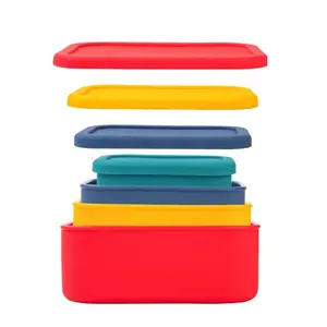 Silicone Food Storage Containers With Lids Microwavable Meal Prep Silicone Lunch Box For Children Adult