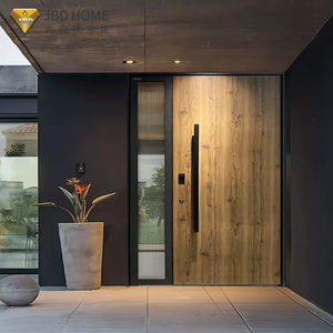 Portes d'entrée pivotantes modernes en bois massif NFRC, système d'entrée extérieur à battants sécurisé, sur mesure - Product Image 1