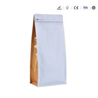 Sacs d'emballage de café en or blanc les plus vendus avec valve et fermeture éclair, pochette personnalisée imprimée pour grains torréfiés, sac de café à huit soudures latérales