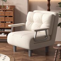 Fauteuil-lit convertible en métal avec accoudoirs, coussin rembourré à grille, inclinable multi-angles