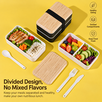 Boîte à lunch de style japonais, boîte à bento à double couche, récipient alimentaire anti-fuite, boîte à repas portable à 2 compartiments