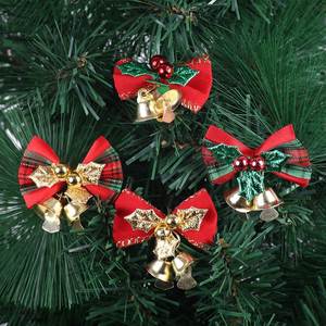 Guirnalda de Campanas de Franela Roja, Mini Lazo Decorativo, Accesorios para Árbol de Navidad - Product Image 2