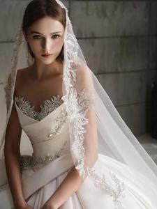Luxury White Satin Ball Gown Wedding <strong>Dresses</strong> For Bride 2025 With Embroidery - Product Image 3