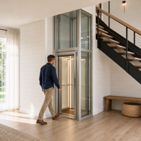 Ascenseur compact sur mesure pour maison, ascenseur de villa avec gaine en verre pour petits espaces, 2 étages, résidentiel, fabricant OEM