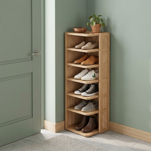 Étagère à chaussures en bambou étroite à plusieurs niveaux, organisateur de rangement ouvert pour entrée et petits espaces - Product Image 3