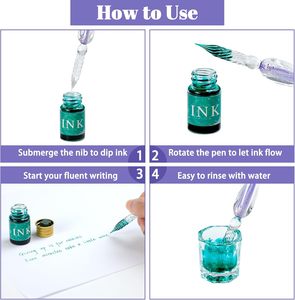 Xinyiart - Juego <span class=keywords><strong>de</strong></span> 15 Bolígrafos <span class=keywords><strong>de</strong></span> Vidrio con Tinta, Bolígrafo <span class=keywords><strong>de</strong></span> Caligrafía <span class=keywords><strong>de</strong></span> Cristal Hecho a Mano con 12 Tintas <span class=keywords><strong>de</strong></span> <span class=keywords><strong>Colores</strong></span> para Arte, Escritura y Firmas - Product Image 4