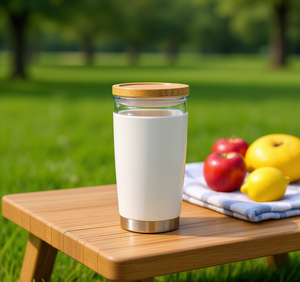 Jarra de Vidrio Transparente Hipdeer de 16 oz con Tapa de Bambú, Doble Pared con Revestimiento Cerámico, Aislamiento Térmico al Vacío, Vaso para Beber Cerveza - Product Image 2