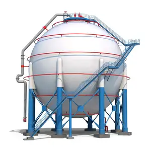 LPG LNG LN2 LOX için 3000M3 1500Ton propan sıvı oksijen azot küresel tankı