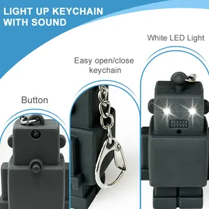 Robot LED âm thanh phát ra đèn pin keychain trường túi Mặt Dây chuyền móc chìa khóa tùy chỉnh