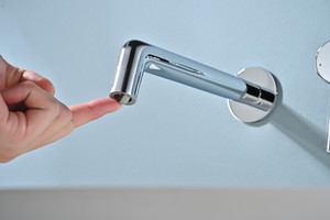 Grifo de baño moderno para hotel, diseño minimalista, manija única, montado en la pared, material de latón, válvula de cerámica, grifos de lavabo ocultos - Product Image 5