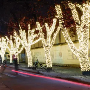 Noel 200 ampuller 65Ft güneş su geçirmez LED dekoratif peyzaj ışıkları bakır tel noel dize işıklar