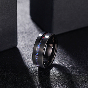 Anelli Classici da Uomo Tempusort in Carburo di Tungsteno Spazzolato Placcato Nero da 8mm, Gioielli alla Moda per Regalo Anniversario - Product Image 4