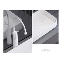 Évier de comptoir en céramique blanche 8124-50 avec vidange latérale 500x340mm, lavabo de salle de bain à poser sur le comptoir