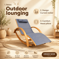 Fauteuil à bascule en bois moderne et durable pour l'extérieur, avec structure en bois, adapté à une utilisation au bord de la piscine et dans les parcs