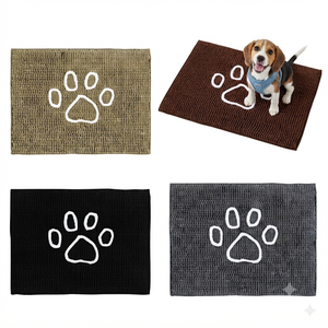 <span class=keywords><strong>Tapis</strong></span> de porte en chenille antidérapant pour animaux de compagnie, motif simple de patte blanche, absorbant l'eau <span class=keywords><strong>et</strong></span> la boue, pour porte avant <span class=keywords><strong>et</strong></span> arrière - Product Image 1