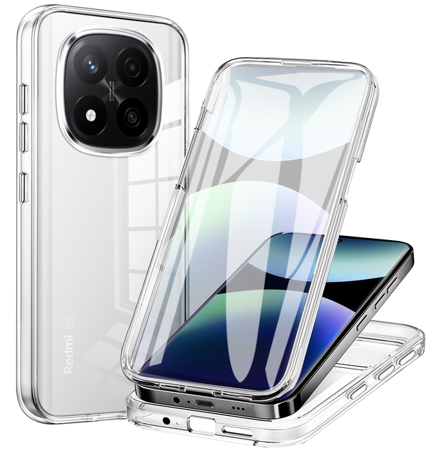 Dual-Sided PC TPU Shockproof Clear Mobile Phone Case with Holster for A3/A5/Note 14/4G/5G/13C/14C/360