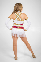 Uniforme de majorette blanc à paillettes léger pour les défilés d'été et les événements de danse en plein air Uniforme de majorette