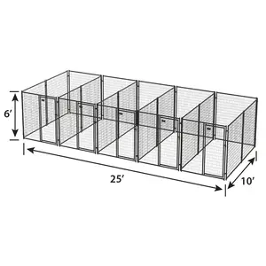 Heavy Duty modulaire 6x4 extérieur soudé fil métallique maille Extra Large extérieur maison Cage pour animaux de compagnie chien course chenils enceinte