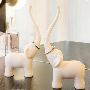 Подставка для меламиновых ювелирных изделий из фарфора, белого лебедя и слона - Product Image 1