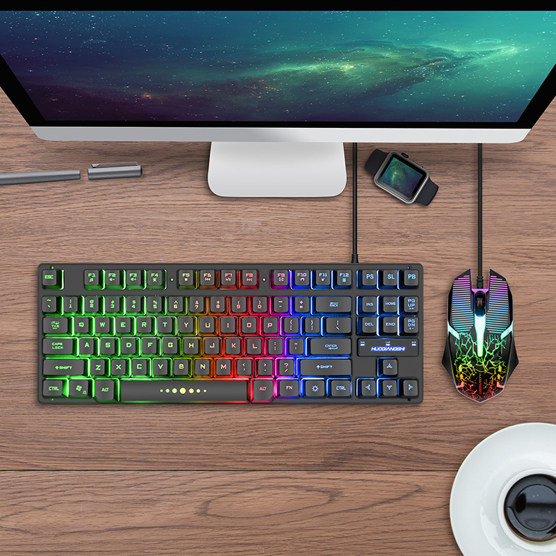 G87 คีย์บอร์ดเดี่ยว รุ่นสีดำเรนโบว์ + เมาส์ G300 สีดำ