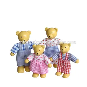 Adorável Little Bear Family Mini Urso De Madeira Boneca de Brinquedo Bonecas De Madeira Da Família