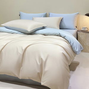 Sunny Textile vente en gros coton égyptien couleur unie Double sort simple reine bleu ensembles <span class=keywords><strong>de</strong></span> housse <span class=keywords><strong>de</strong></span> couette - Product Image 4