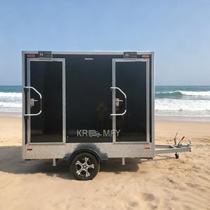 Fiberglass Mobile 2 Stalls Luxury Portable Bathrooms And <b>Shower</b> Container Toilet For Outdoor Double Door Potty Trailer - Product Image 4