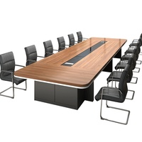 Table de conférence de bureau, bureau long, table minimaliste moderne en forme de bar, ensemble de chaises pour salle de réunion, formation en gros format pour employés, bambou