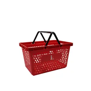 20升塑料购物篮，带把手，商店篮子，零售篮子，带把手，用于市场杂货用品