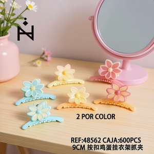 9Cm Snap On Egg Hanger Clip Hair Pinza With <b>Flower</b> Design For Women And Girls - Product Image 3