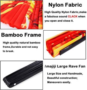 Abanico Plegable Grande de Bambú con Estampado de Fénix de Fuego, Abanico de Kung Fu con Fénix de Fuego para Festivales, Fiestas, Espectáculos, Decoración, Regalo - Product Image 3