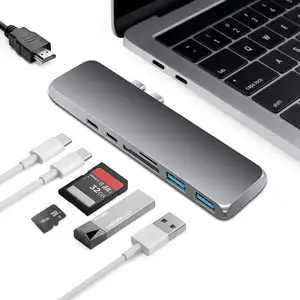 7 ב 1 USB סוג C רכזת מתאם עם 4K HDMI-תואם USB3.0 SD/מיקרו SD כרטיס קורא מחשב נייד עגינה עבור MacBook Pro