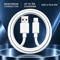 Câble de charge et de données USB-A vers 8 broches renforcé 3A, avec protection anti-tension moulée en TPE souple, 1M 1.5M 2M, Vente en gros